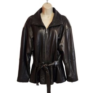 Preston & York Leather Moto Jacket Black Large